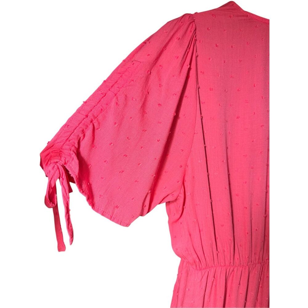 Torrid Pink Swiss Dot Midi Dress Plus Size Surplice Wrap Tie Sleeve Pockets NWT - Picture 13 of 13